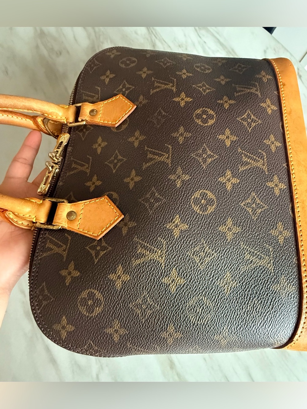 Louis Vuitton Monogram Alma Satchel in Brown and Tan - Picture 7 of 17